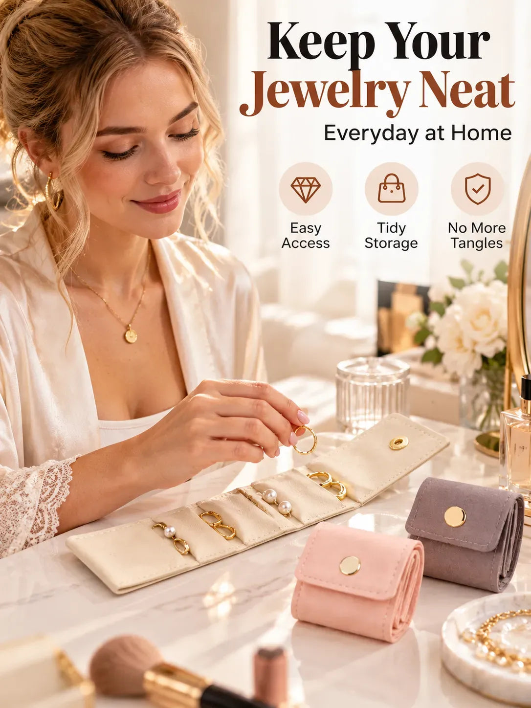 ✨ Mini Travel Jewelry Organizer – Compact, Foldable & Easy to Carry
