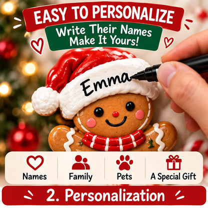 🎄 Personalized Gingerbread Family Fridge Magnet – Writeable Christmas Keepsake ❤️