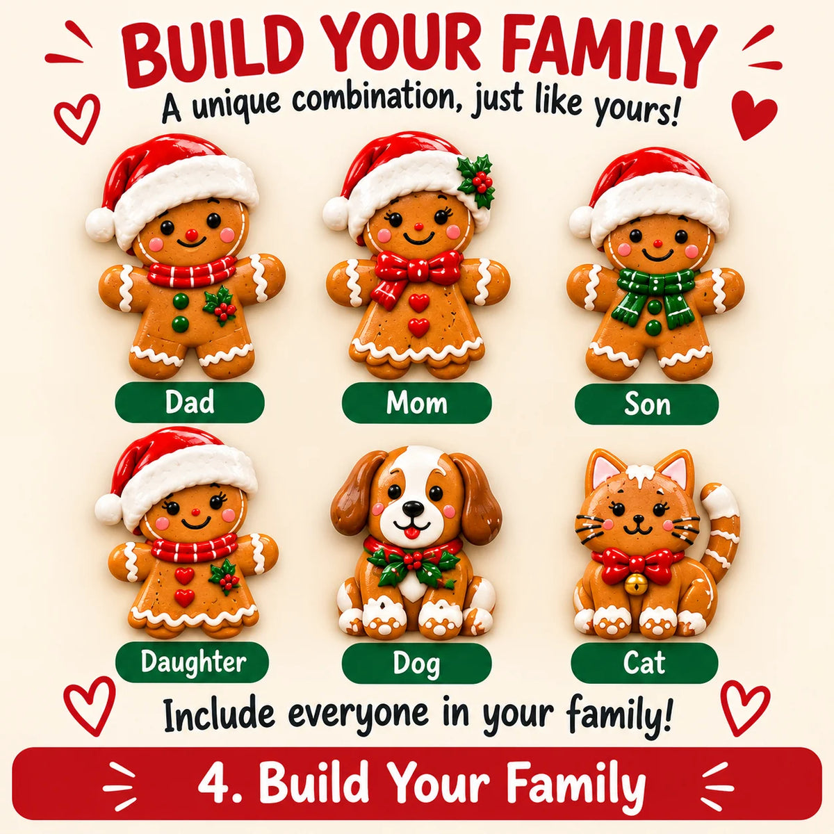 🎄 Personalized Gingerbread Family Fridge Magnet – Writeable Christmas Keepsake ❤️