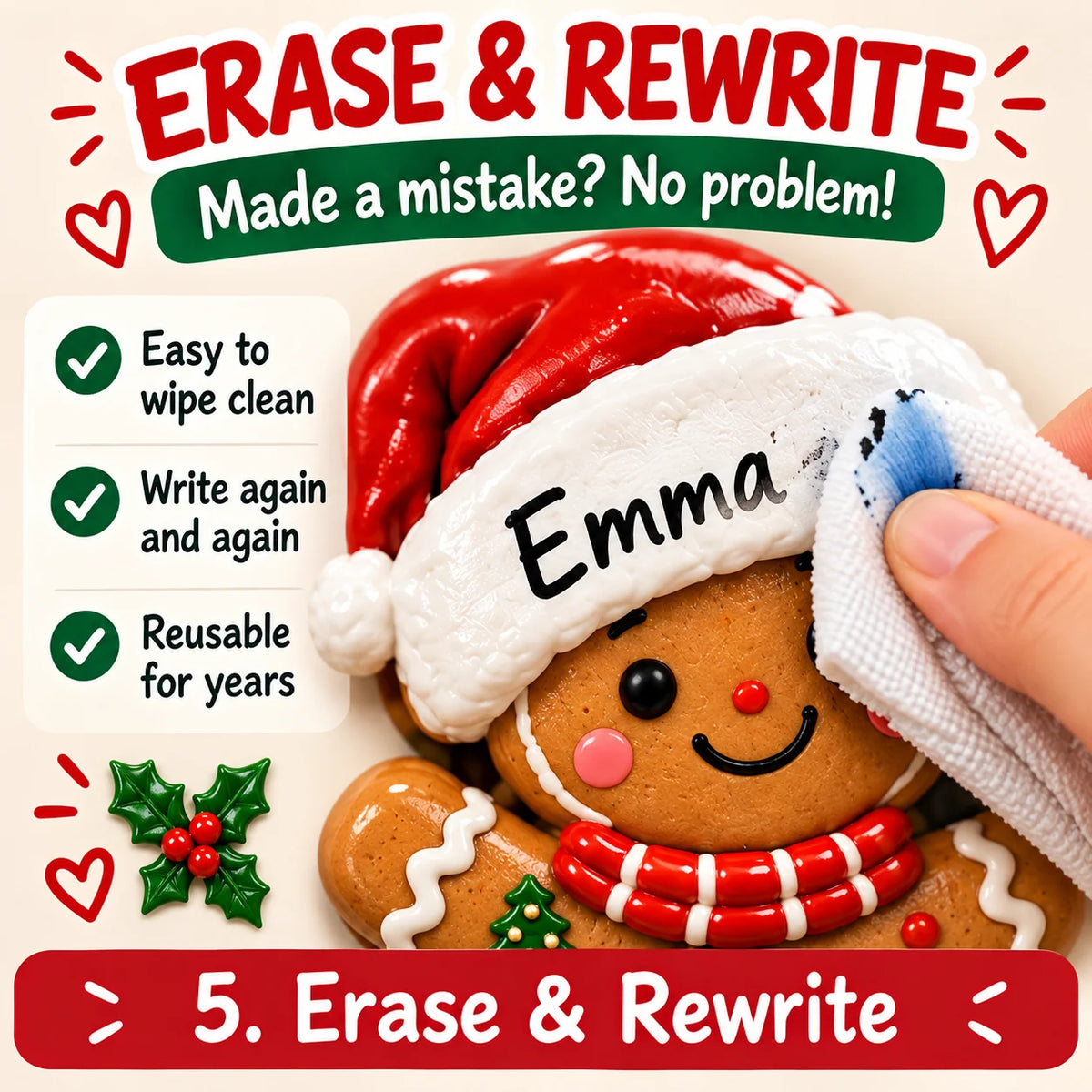 🎄 Personalized Gingerbread Family Fridge Magnet – Writeable Christmas Keepsake ❤️