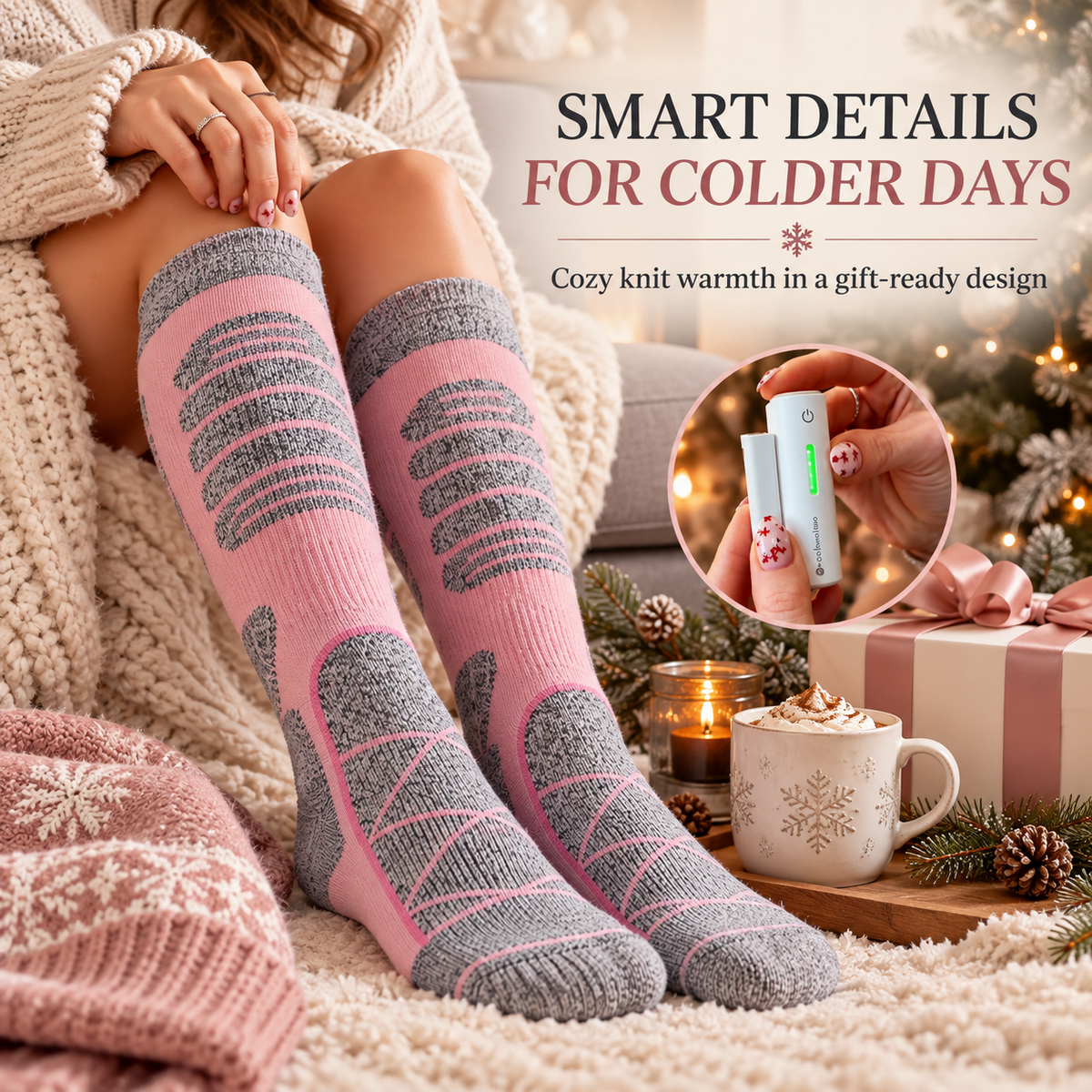 🔥 50% OFF Rechargeable Heated Knee-High Socks – Cozy Warmth for Cold Winter Days ❄️