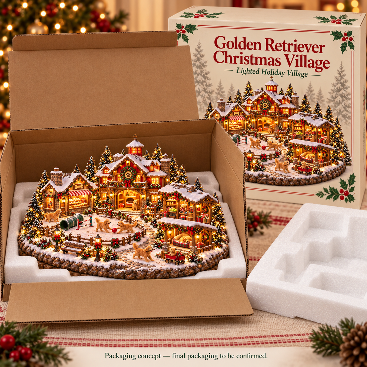 Christmas Golden Retriever Village – Lighted Dog Lover’s Holiday Scene