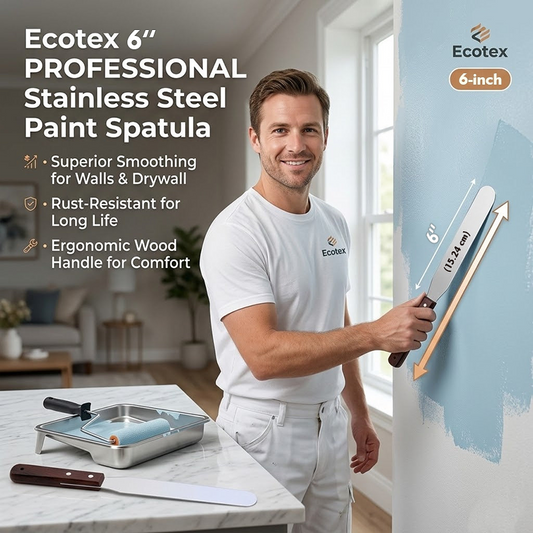 Ecotex 6" Stainless Steel Spatula- Smooth and Ergonomic Wooden Handle
