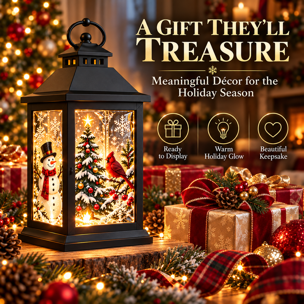 Interchangeable Crystal Lantern™ – Light-Up Holiday Décor