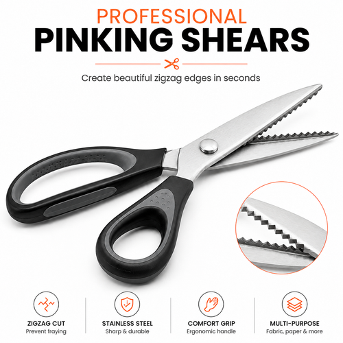 ✨✂️ Heavy Duty Pinking Shears – Stainless Steel Zigzag Scissors for Fabric & Sewing✂️