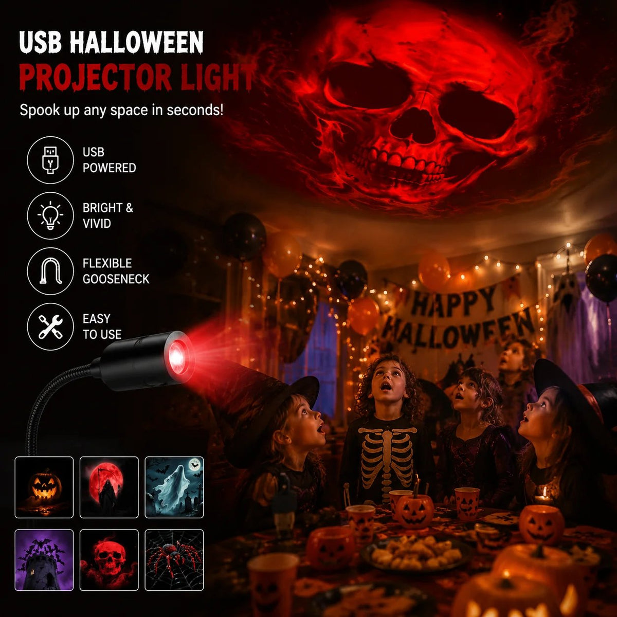💯Plug-&-Play HD Star Projector: Halloween 6-Disc Set
