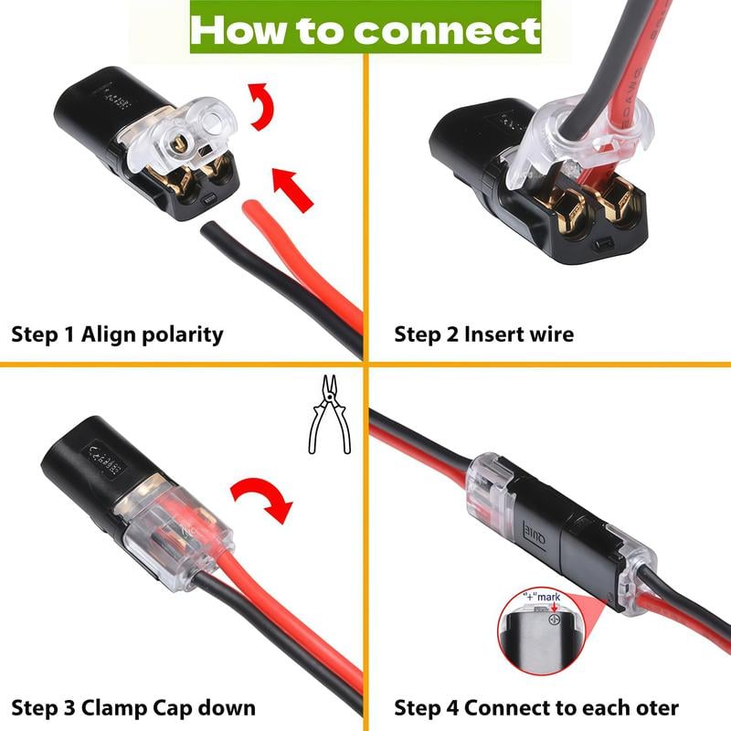 50 PCS Fast-Fit 2-Pin Double-Wire Plug-in Connectors
