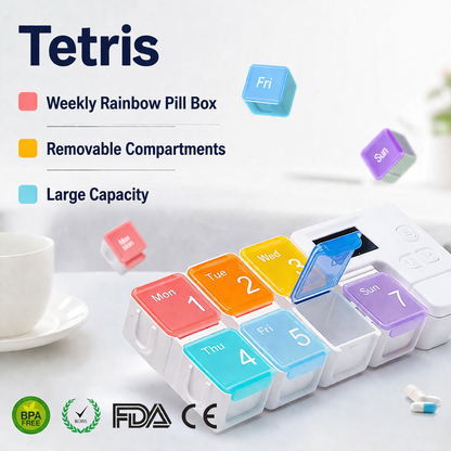 Noomoriey™ 7-Day Weekly Pill Box with Alarm Reminder👩‍⚕️🌈