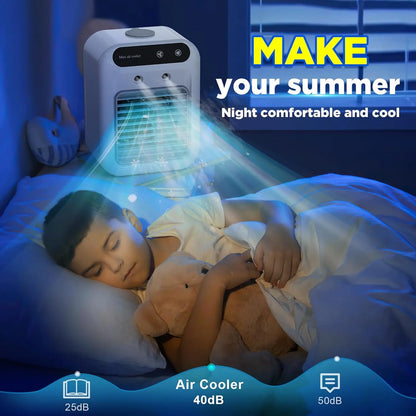 【FathersDayGift】 2026 NEW Portable Air Cooler,3-in-1 Cooling Fan with 2 Mist Speeds – Personal Evaporative Cooler for Bedroom, Office & Camping, 1800mAh Battery & 500ml Tank Portable Air Conditioner,summerwins