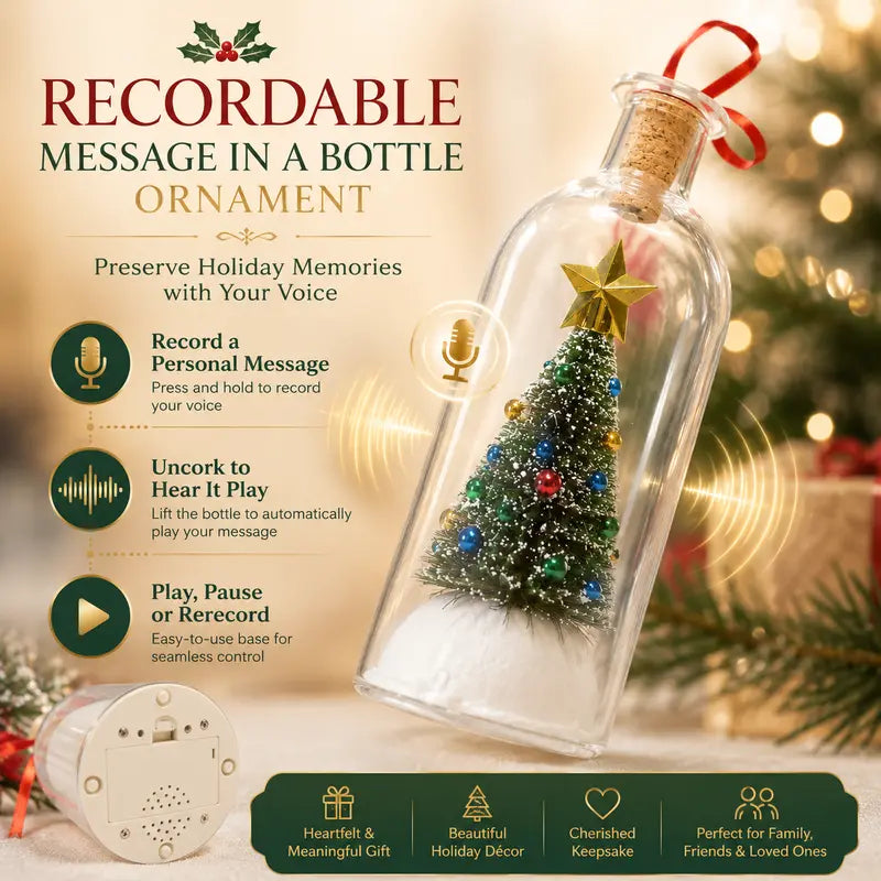 Recordable Christmas Message in a Bottle Ornament