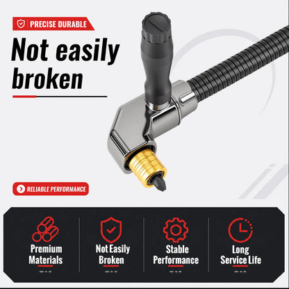 90-Degree Right Angle Drill Attachment, Swivel Corner Drill Adapter Tool for Confined Spaces, Heavy-Duty Electric Drill Extension for Furniture, Closets, and Woodworking
