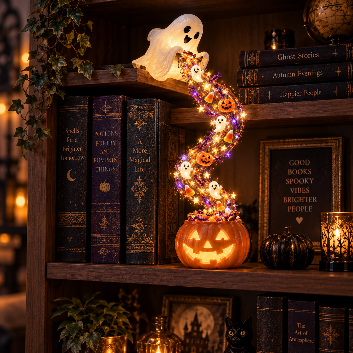 🔥Hot Sale 45% OFF ✨ Halloween Magic Cascade Shelf Light Collection™ – Enchanted Bookcase Decor