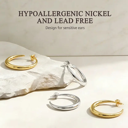 14K Gold & White Gold Plated Hoop Earrings