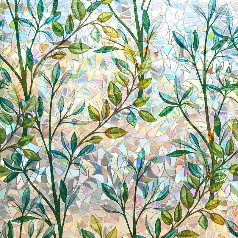 🔥Hot Sale 49% OFF –Floral Stained Glass Window Film 🌈 UV Blocking • Soft Privacy • Rainbow Light Effect