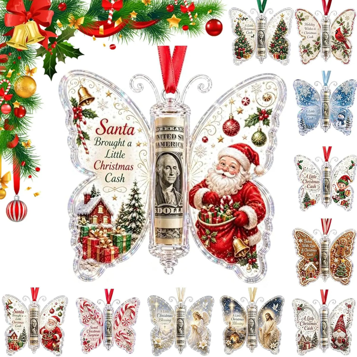🦋💵 Christmas Cash Gift Butterfly Ornament – Holiday Money Holder Keepsake 🎄✨