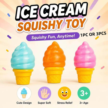Super Soft Ice Cream Squishy Toy | Squishy Fun Stress Relief Squishies Squeeze Fidget Sensory Toy for Kids & Adults | Cute Birthday Gift Party Favor | Squishy Fidgets
