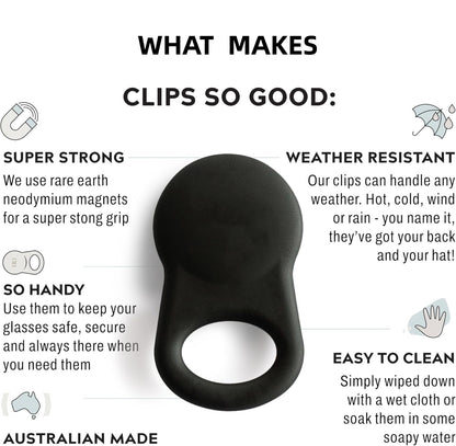 Glasses Clips (2-pack) - Magnetic Glasses Holder for Clothes, Eyewear Strap Alternative, ID Badge Holder