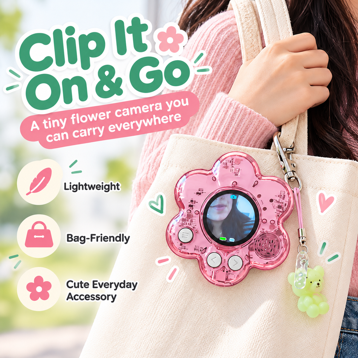 🌸 BloomSnap™ Mini Flower Digital Camera – Cute Portable Camera & Bag Charm
