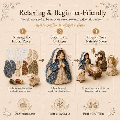 🔥LAST DAY 50% OFF -✨ DIY Patchwork Nativity Scene Sewing Kit (Beginner-Friendly)