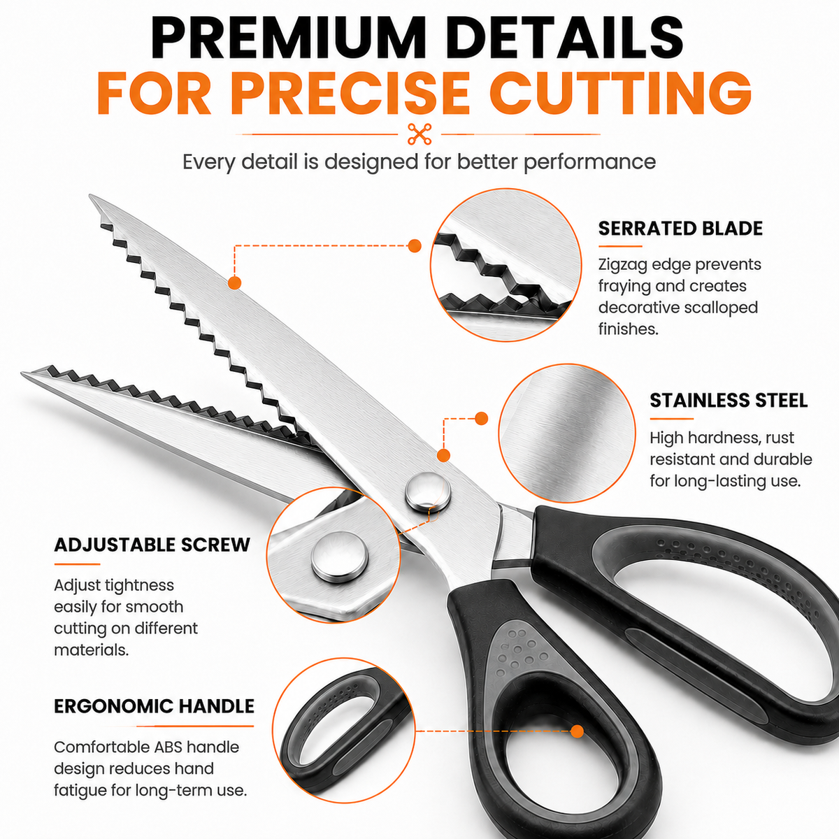 ✨✂️ Heavy Duty Pinking Shears – Stainless Steel Zigzag Scissors for Fabric & Sewing✂️