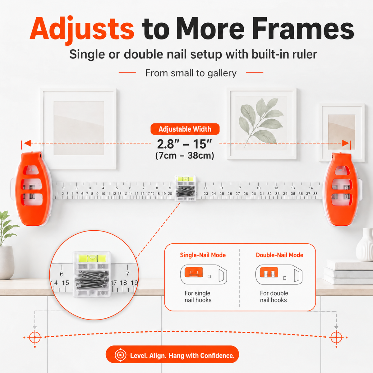 🔥 Limited-Time 49% OFF🖼️ All-in-One Picture Hanging Tool with Level & Dual Nail Positioners