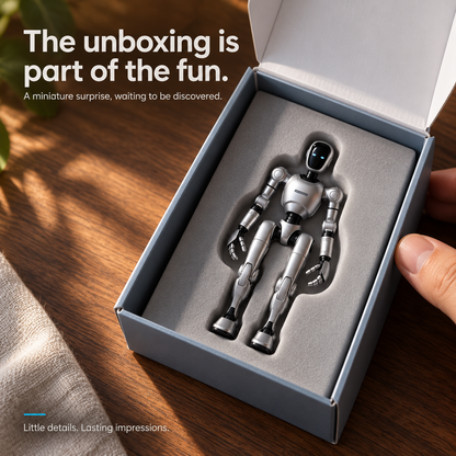 🤖✨ Mini Silver Robot Figure – Poseable Sci-Fi Collectible with Glowing Blue LED Eyes & Chest Light | Futuristic Desk Decor & Gift 🎁