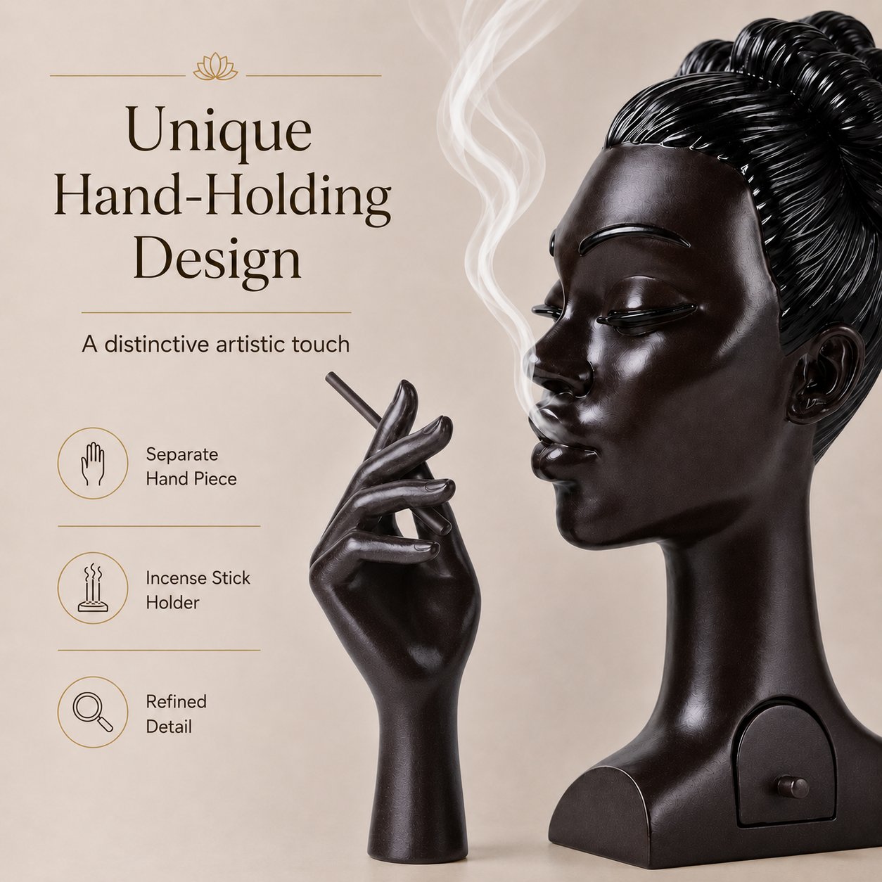 Sculptural Black Lady Incense Burner