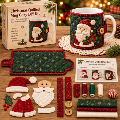 🎄☕️DIY Christmas Mug Cozy Sewing Kit🧵 – Create Your Own Festive Mug Cover✨❤️Add Cozy Holiday Charm to Your Favorite Mug🎉