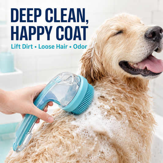 2026 2-in-1 Pet Bath & Grooming Brush with Soap Dispenser