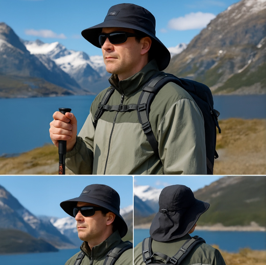 Outdoor Sun Protection Hat - Unisex Summer FishermanHat with Neck Flap | UV-Resistant, Parent-Child Style |Ideal for Camping & Hiking