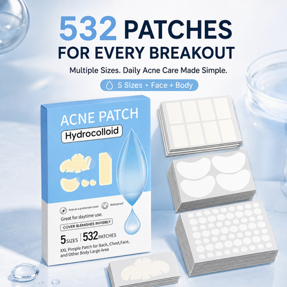 💧 532 PCS Hydrocolloid Acne Patches – Multi-Size Blemish & Spot Absorbing Covers ✨