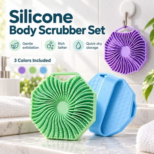 🚿 Ditch the Soggy Loofah – 3-Pack Silicone Scrubber Set 49% OFF