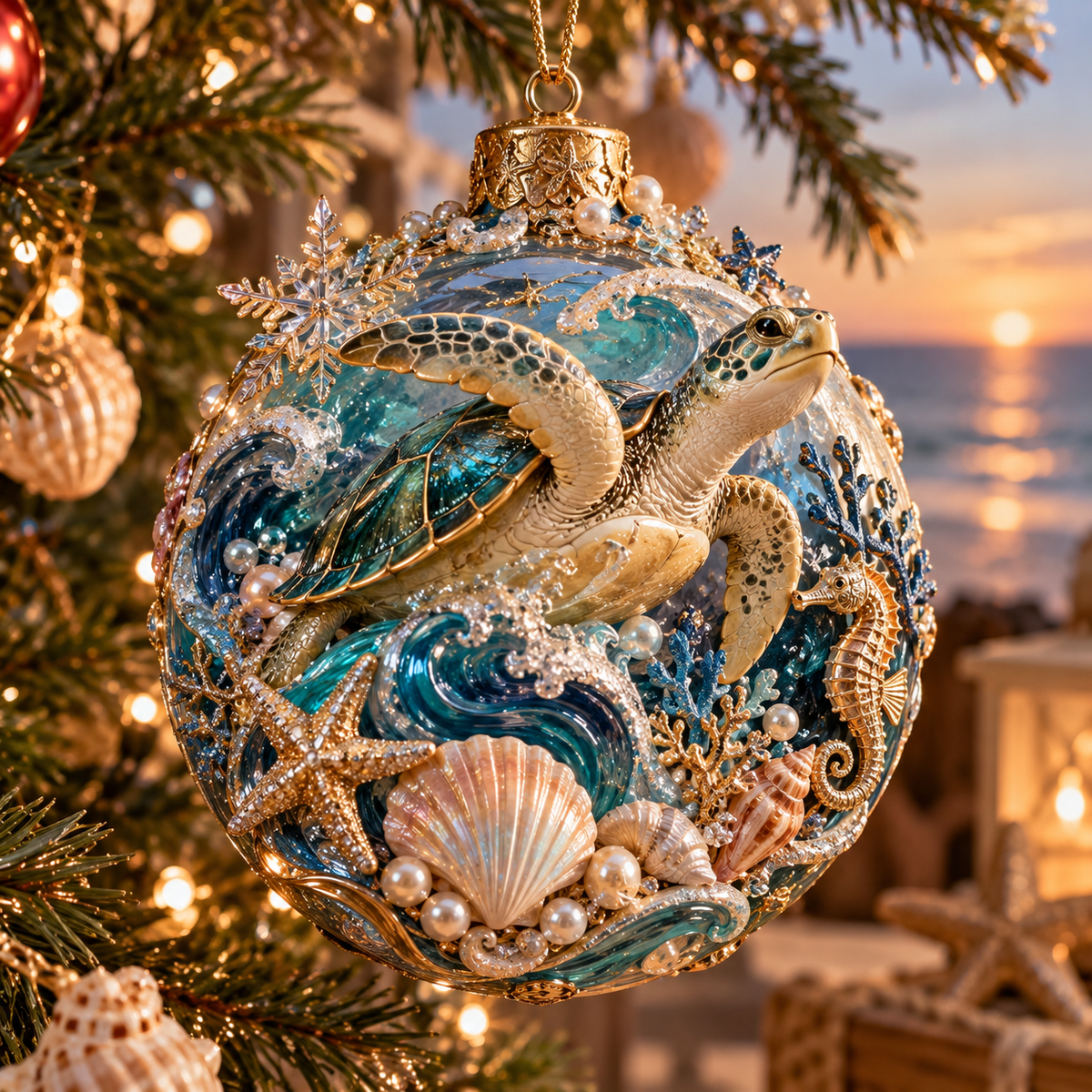 🌊🎄 Coastal Christmas Ocean Legends™ – 3D Marine Life Ornament Collection