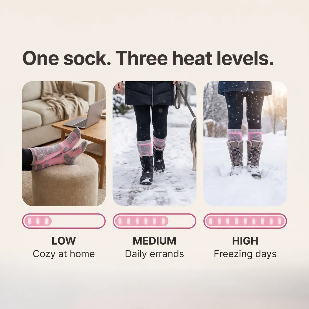 🔥 Warm Feet All Winter – Rechargeable Heated Socks with 3 Heat Levels