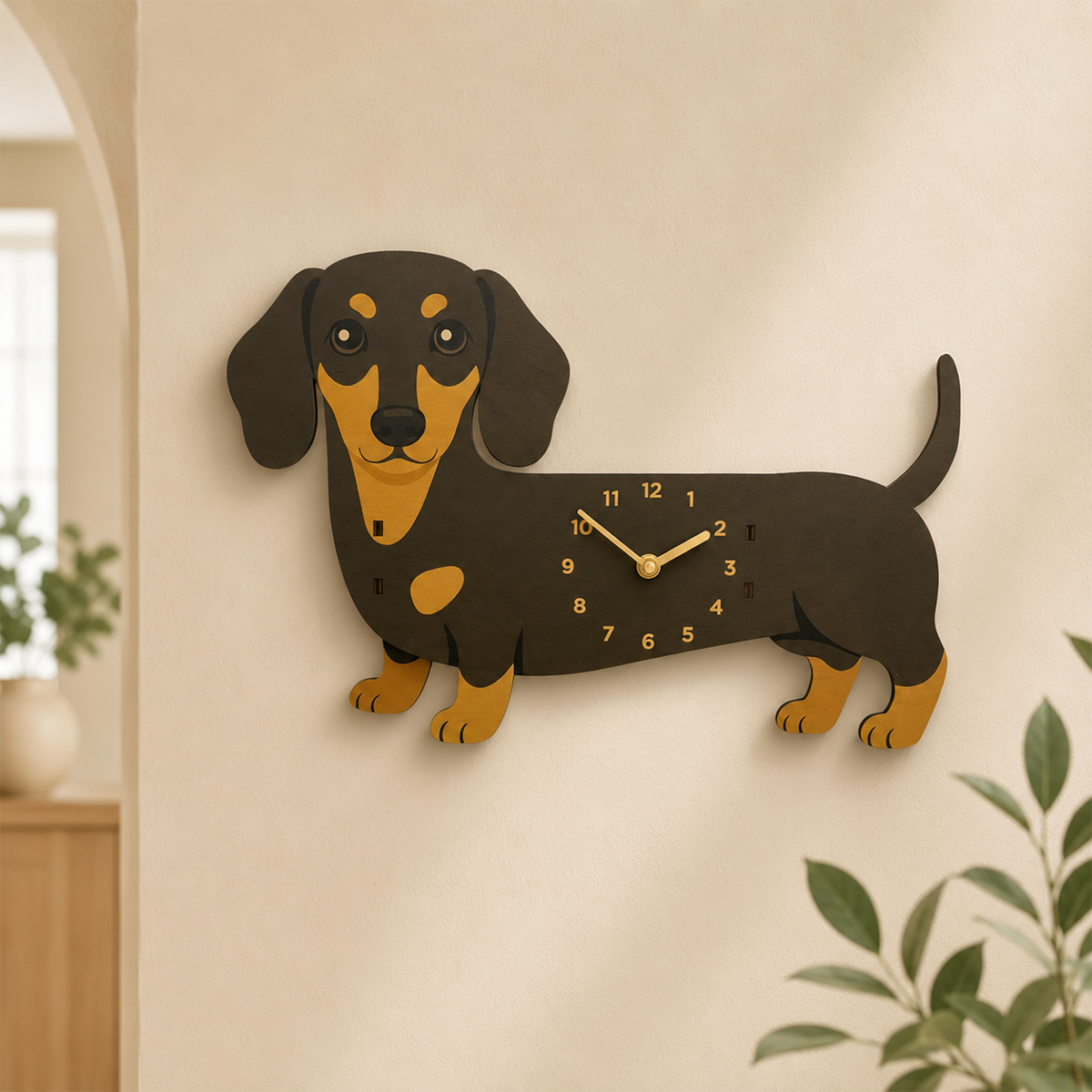 🐶 New Arrival – Swing Tail Dachshund Wooden Wall Clock