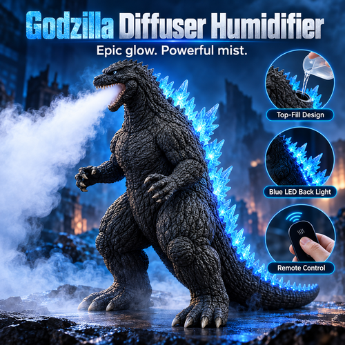 🌊👾 Kaiju Mist Diffuser & Humidifier – Cool Mist, Blue LED Glow & Remote Control 💙