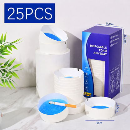 Disposable Ashtray 25-Pack, Portable & Eco-Friendly Paper Ashtrays with Deodorizing Smokeless Gel, for Indoor Outdoor Use, Travel, Car Cup Holder, Parties and Camping