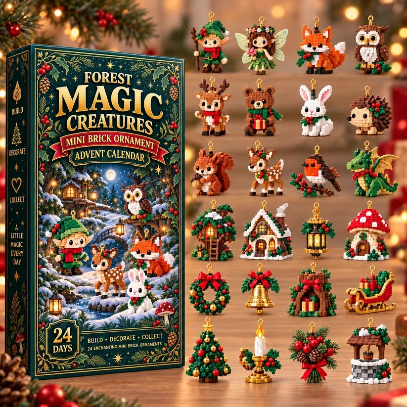 ⏳ Last day to save 49% – 🎄 24‑Day Forest Magic Creatures Ornament Advent Calendar | 24 collectible buildable forest fantasy brick decorations with hangers—perfect for holiday wreaths, mantel styling and Christmas tree trimming 🧝
