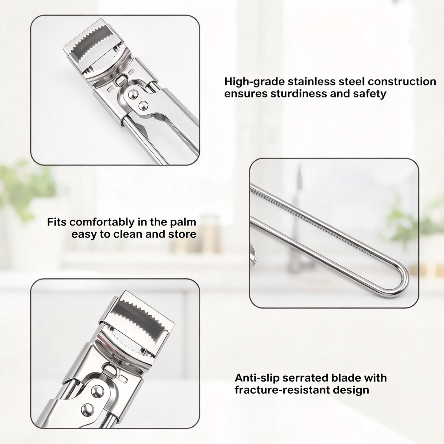 Adjustable stainless steel jar and bottle opener - product image 6