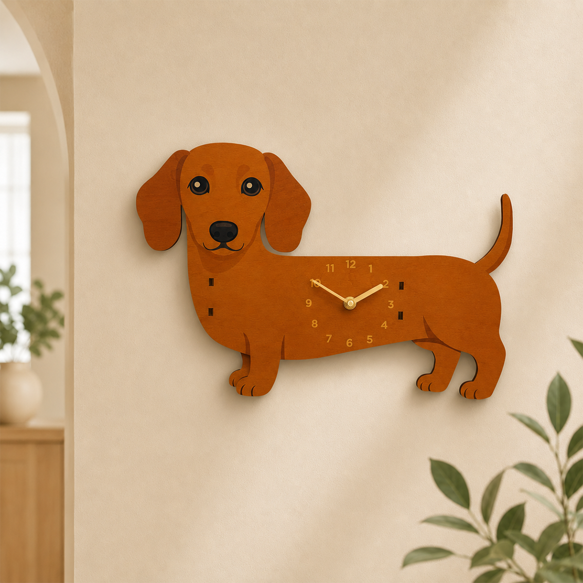 🐶 New Arrival – Swing Tail Dachshund Wooden Wall Clock