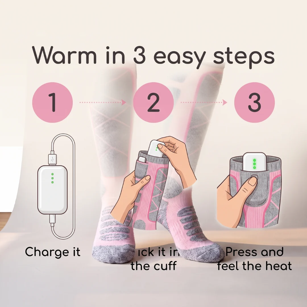 🔥 Warm Feet All Winter – Rechargeable Heated Socks with 3 Heat Levels