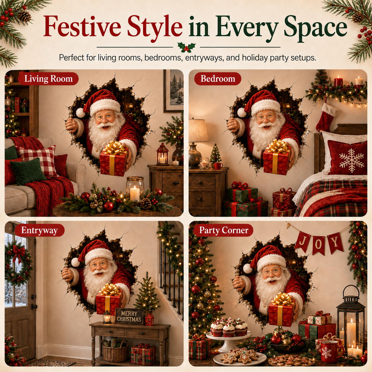 🔥Last Day 50% OFF-19.7'' Christmas Break-In 3D Wall Decal