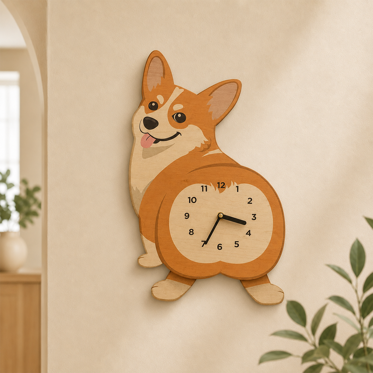 🐶 New Arrival – Swing Tail Dachshund Wooden Wall Clock