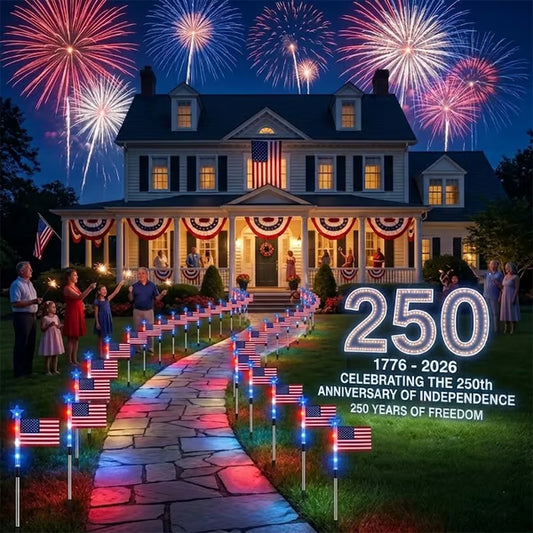 🔥250th Independence Celebration: 49% OFF🔥8 Solar American Flag Pathway Lights💫