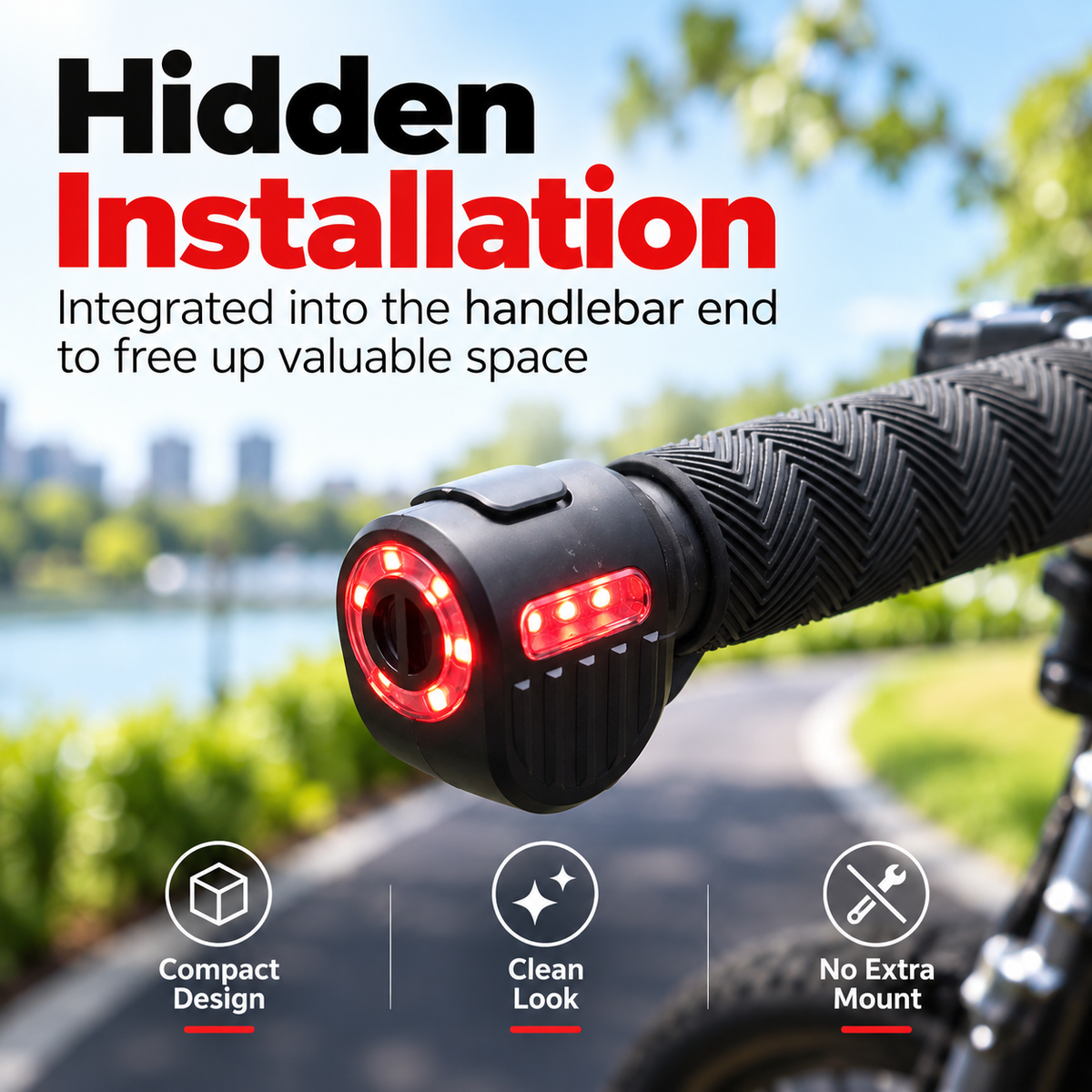🚴Bike Bar-End Safety Lights (Pair) | USB Rechargeable, Front & Rear Visibility, Hidden Mount