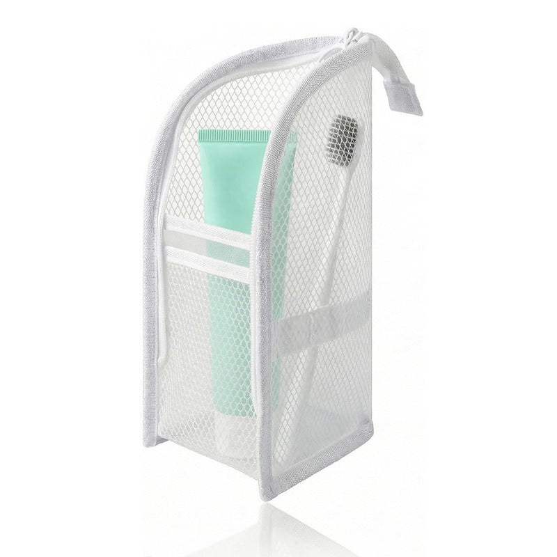 Portable Quick-Dry Mesh Toiletry Bags – Hanging Travel Organizers with Toothbrush Slots