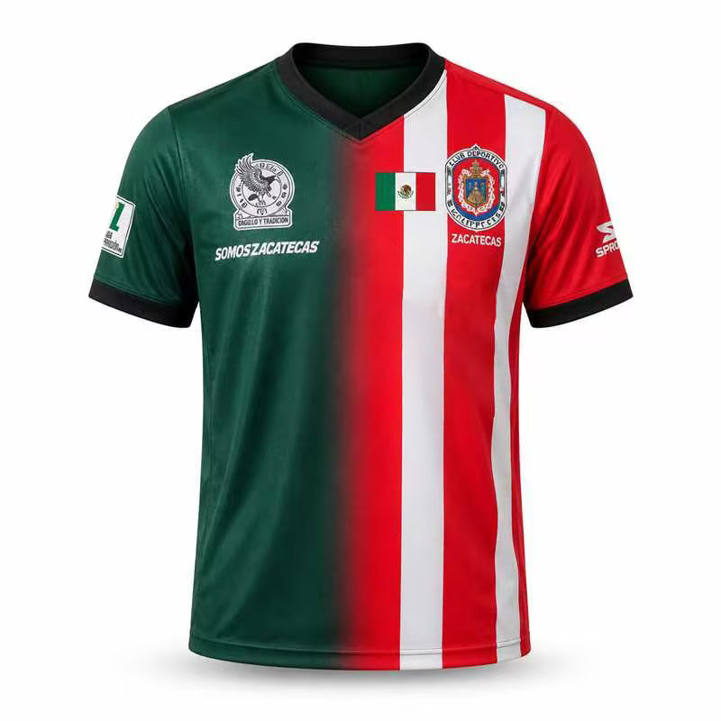 Full Half USA Half Mexico Flag Split Print Soccer Jersey