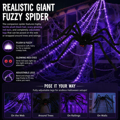 🎃🔥 Halloween Hot Sellers 👻🕷️Halloween glowing spider web lights--🥰