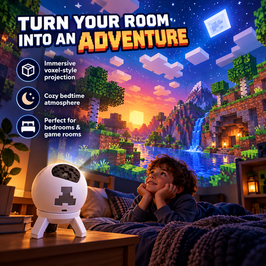🎮 Pixel Block World Room Projector – USB-Powered Bedroom & Gaming Atmosphere Light