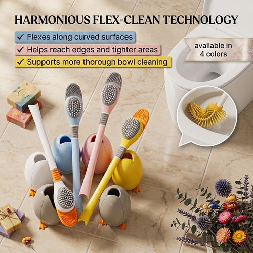 Cute Duck Silicone Toilet Brush – Flexible Deep-Clean Design